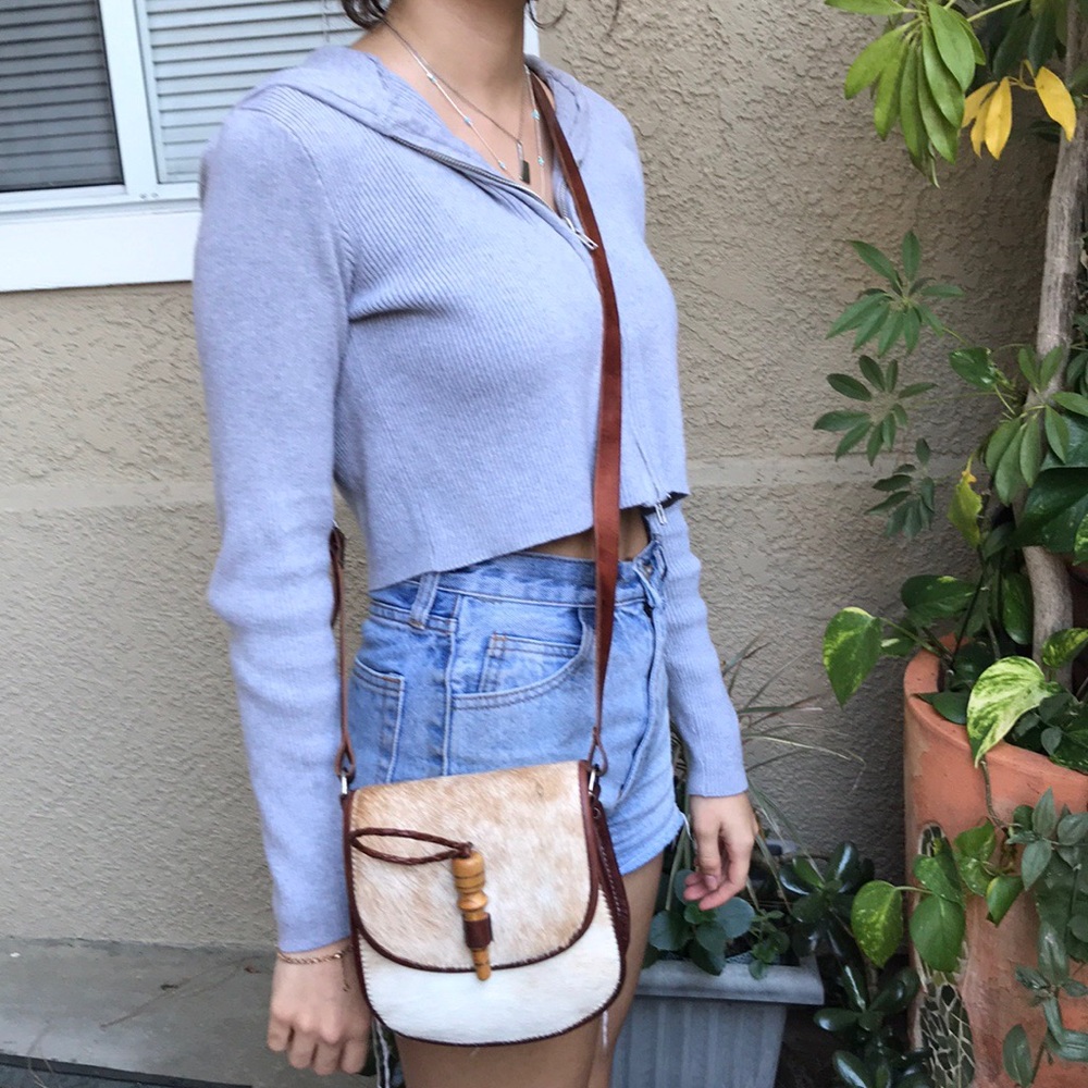 Vintage new tool made all leather mini crossbody bag - Picture 3 of 11